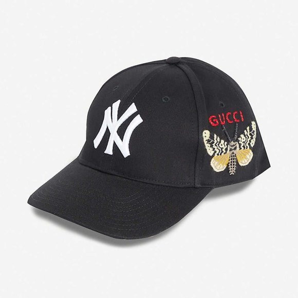 Authentic NWT Gucci Baseball Cap With Ny Yankees™ Patch In Black new with tags - Picture 2 of 9